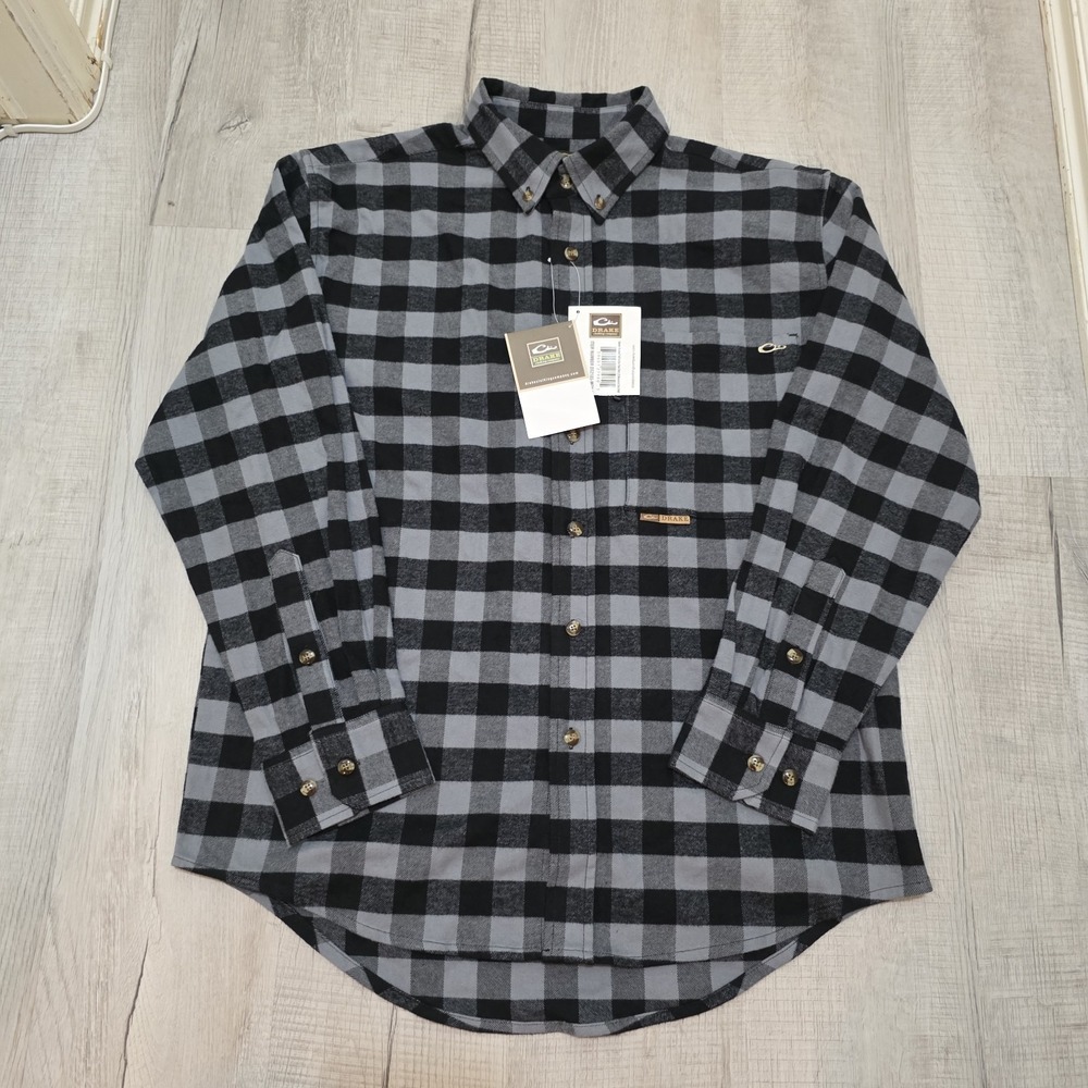 NWT Drake Waterfowl Men's Autumn Brushed‎ Twill Buffalo Plaid Long Sleeve Shirt
